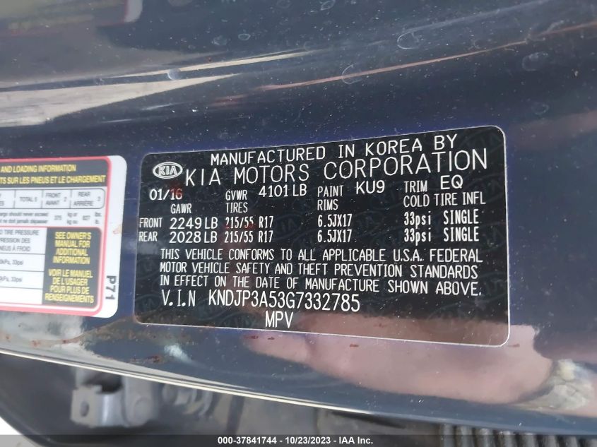 2016 KIA SOUL + - KNDJP3A53G7332785