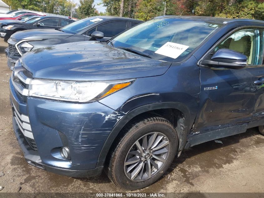 2019 TOYOTA HIGHLANDER HYBRID XLE - 5TDJGRFH3KS060369