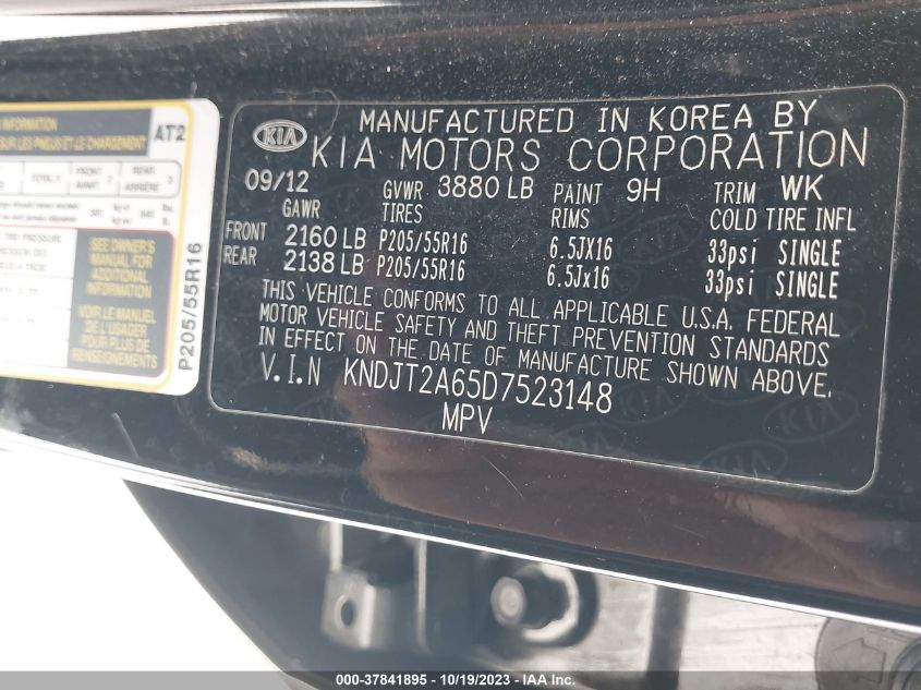 2013 KIA SOUL + - KNDJT2A65D7523148