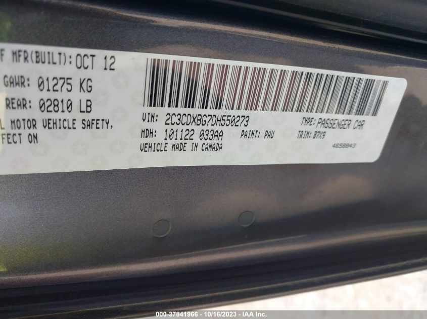 2013 DODGE CHARGER SE - 2C3CDXBG7DH550273