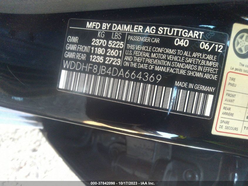 2013 MERCEDES-BENZ E-CLASS E 350 - WDDHF8JB4DA664369