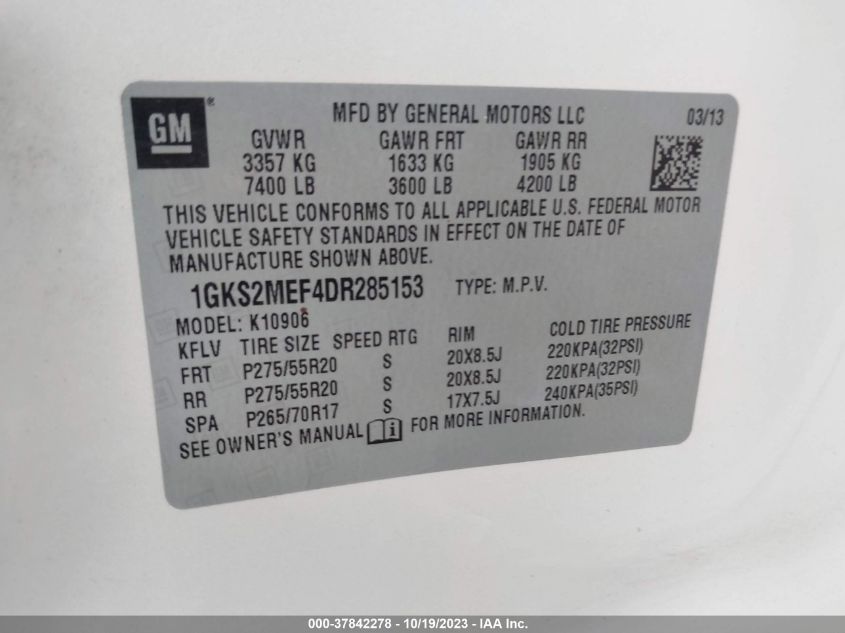 2013 GMC YUKON XL 1500 DENALI - 1GKS2MEF4DR285153