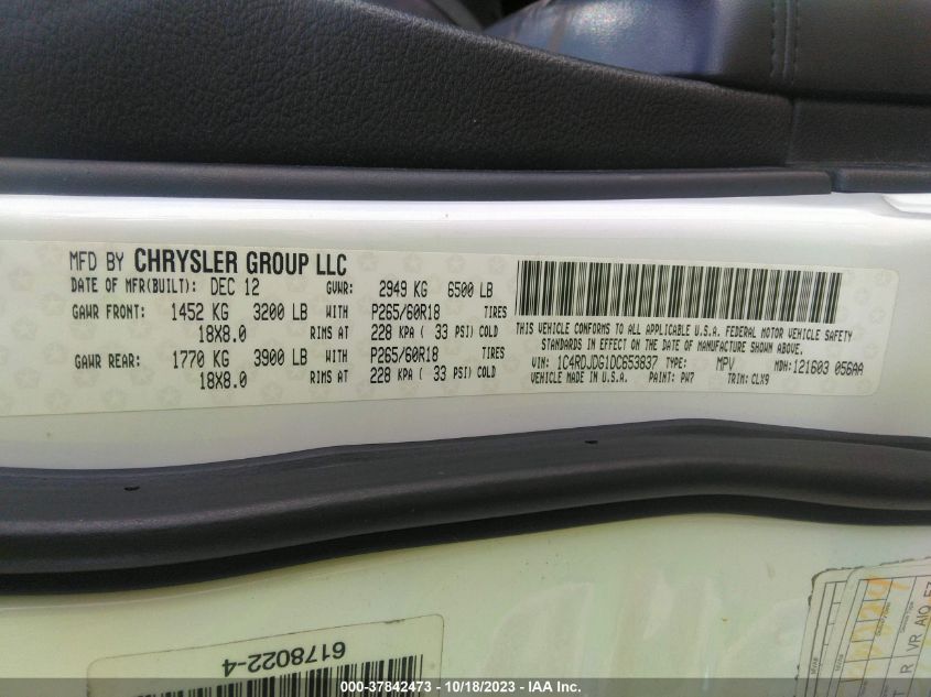 2013 DODGE DURANGO CREW - 1C4RDJDG1DC653837