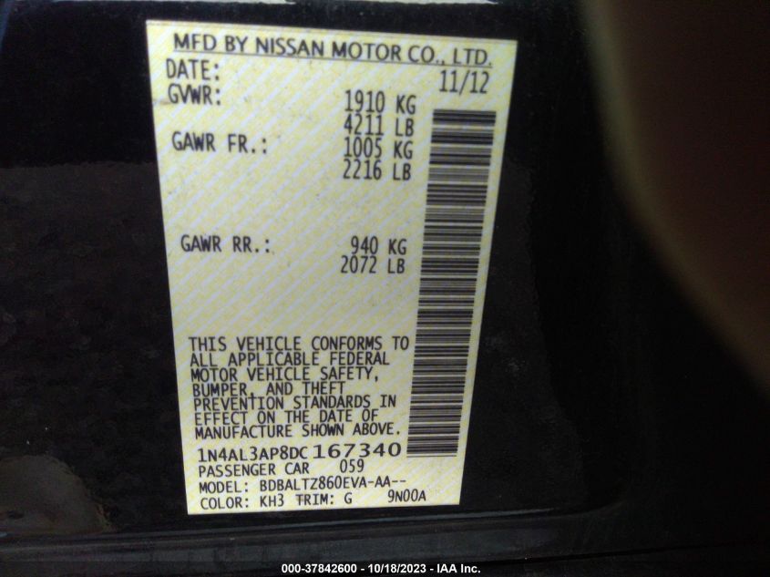 2013 NISSAN ALTIMA 2.5 SV - 1N4AL3AP8DC167340