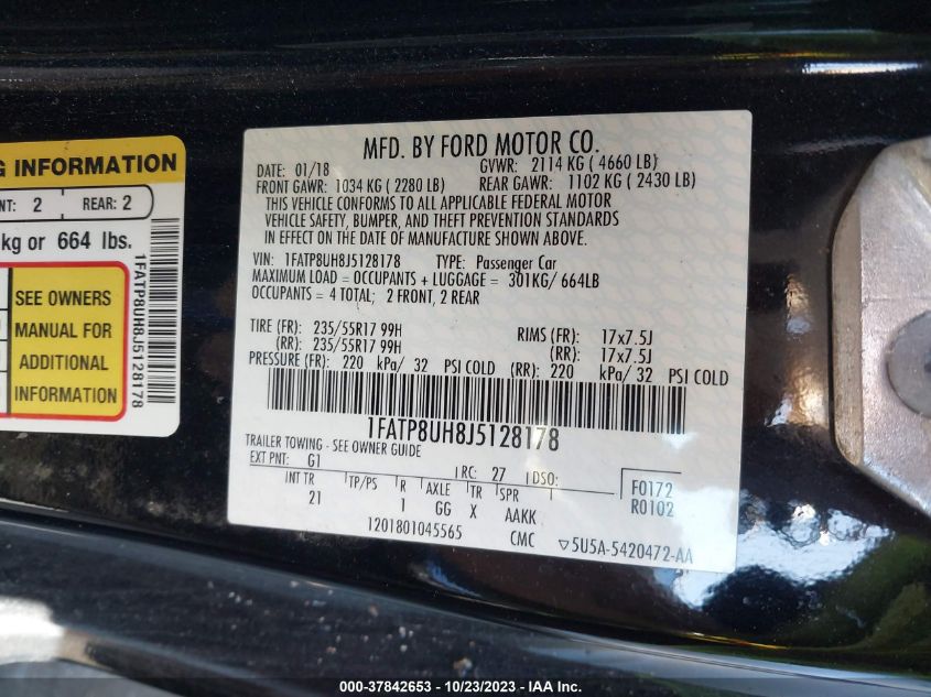 2018 FORD MUSTANG ECOBOOST - 1FATP8UH8J5128178