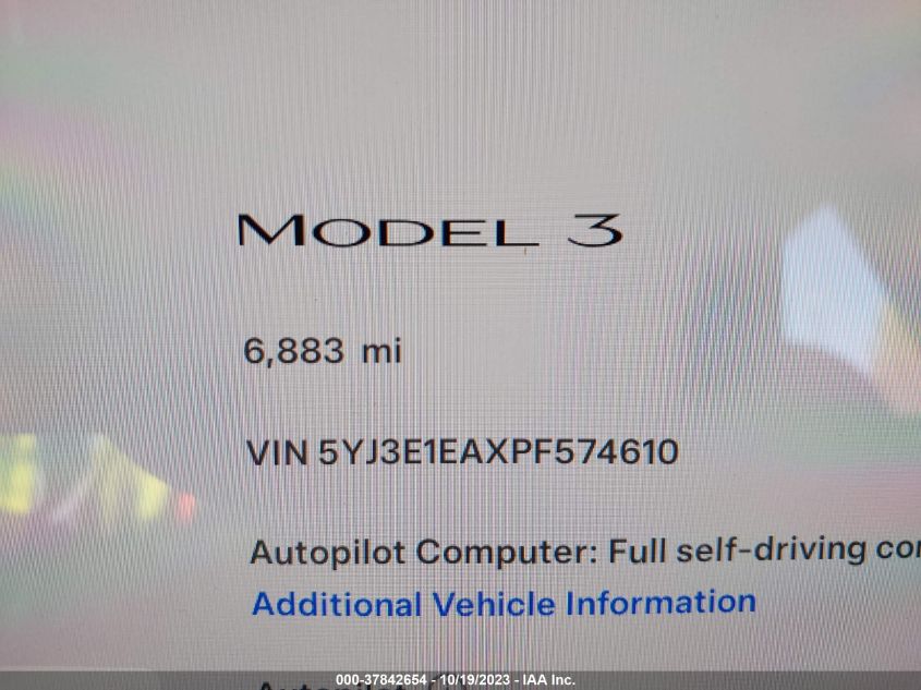 2023 TESLA MODEL 3 - 5YJ3E1EAXPF574610