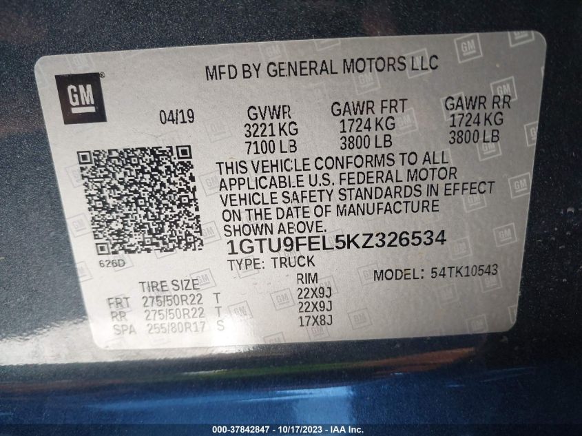 1GTU9FEL5KZ326534 GMC Sierra 1500 DENALI 9