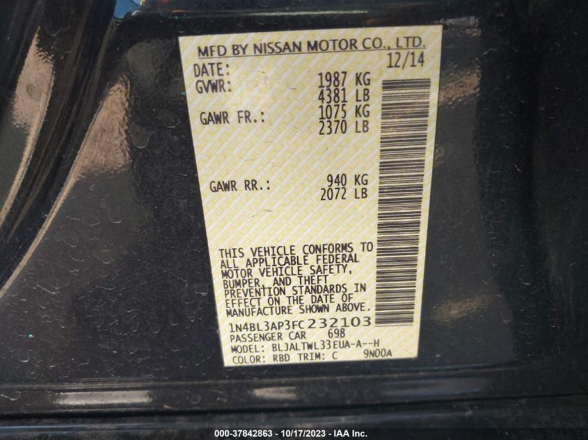 2015 NISSAN ALTIMA 3.5 SL - 1N4BL3AP3FC232103
