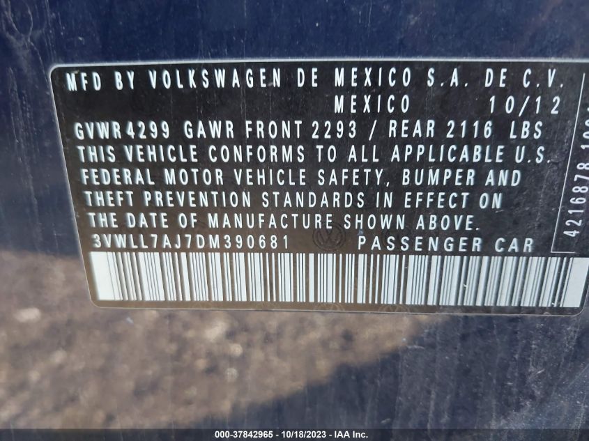 2013 VOLKSWAGEN JETTA SEDAN TDI W/PREMIUM/NAV 3VWLL7AJ7DM390681
