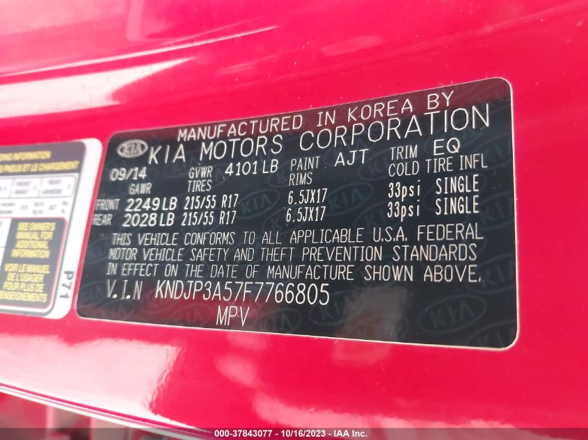 2015 KIA SOUL + - KNDJP3A57F7766805