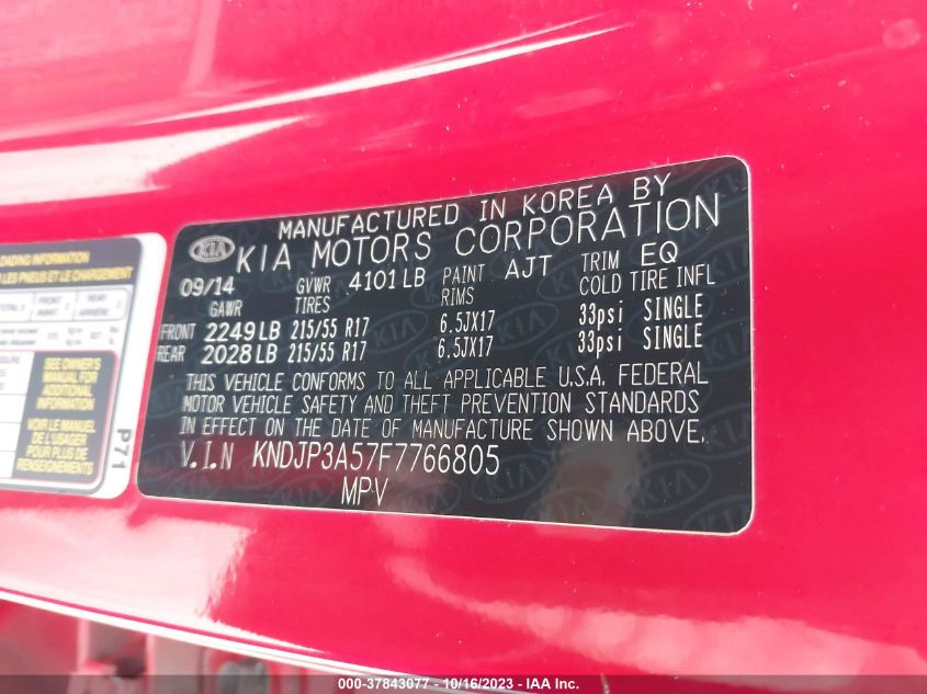 2015 KIA SOUL + - KNDJP3A57F7766805