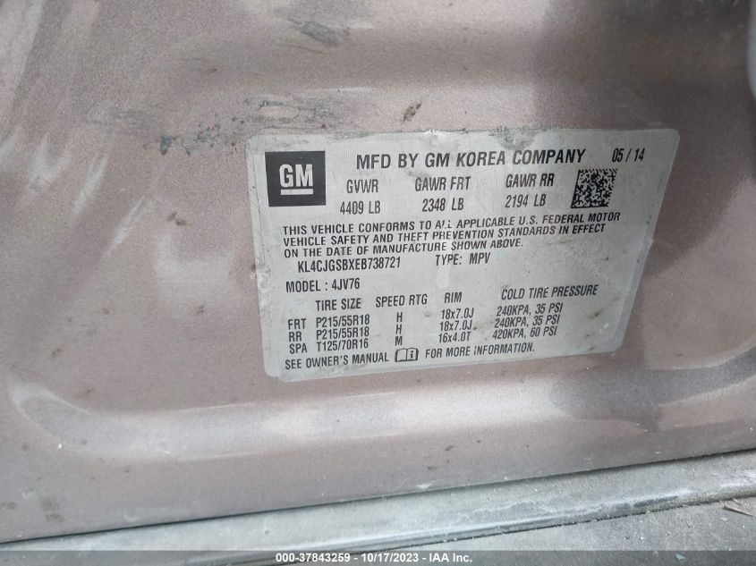 2014 BUICK ENCORE LEATHER - KL4CJGSBXEB738721