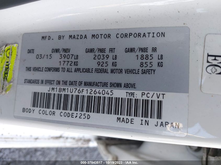 2015 MAZDA MAZDA3 GX - JM1BM1U76F1264045