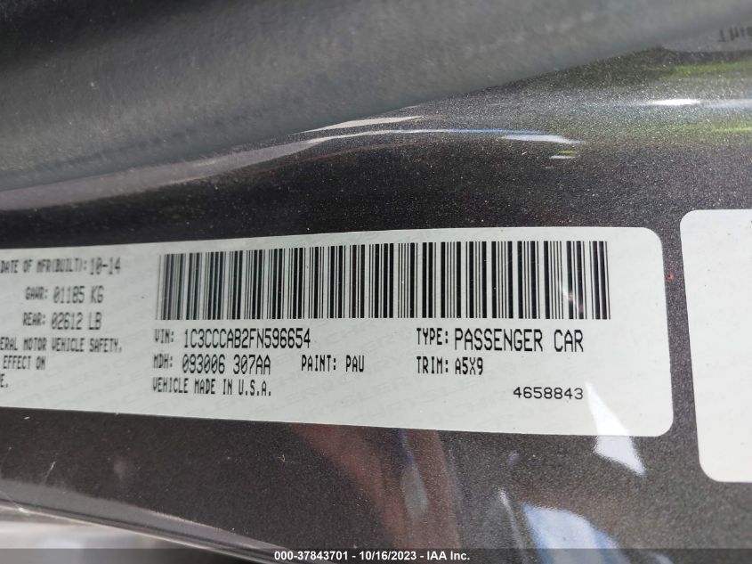 2015 CHRYSLER 200 LIMITED - 1C3CCCAB2FN596654