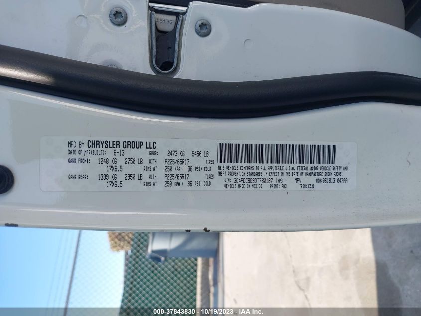 2013 DODGE JOURNEY SXT - 3C4PDCBG9DT730187