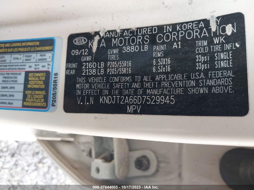 2013 KIA SOUL - KNDJT2A66D7529945