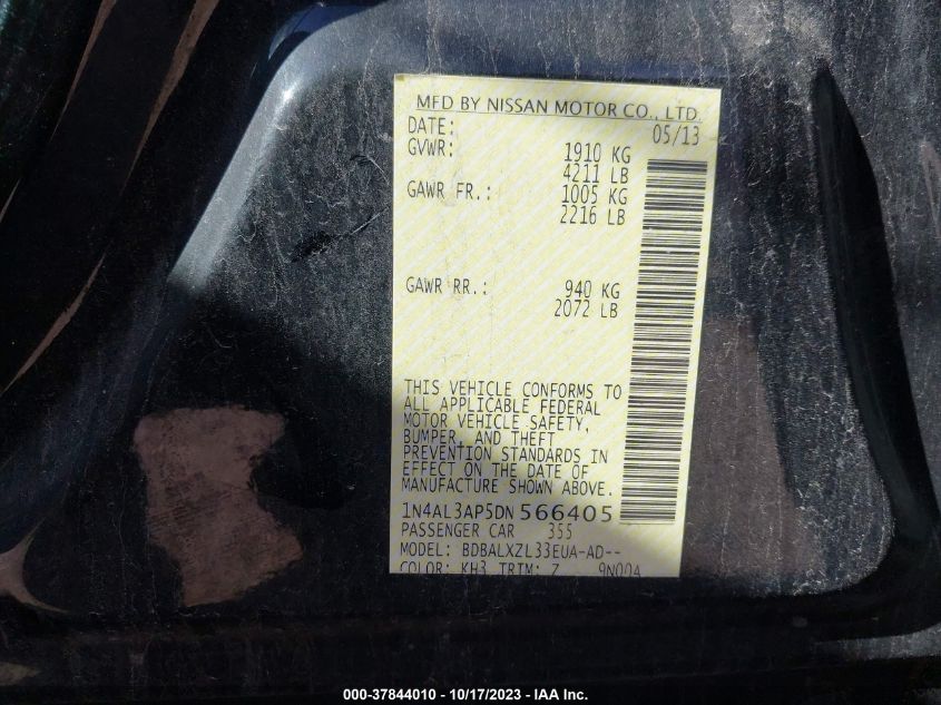 2013 NISSAN ALTIMA 2.5/S/SV/SL - 1N4AL3AP5DN566405