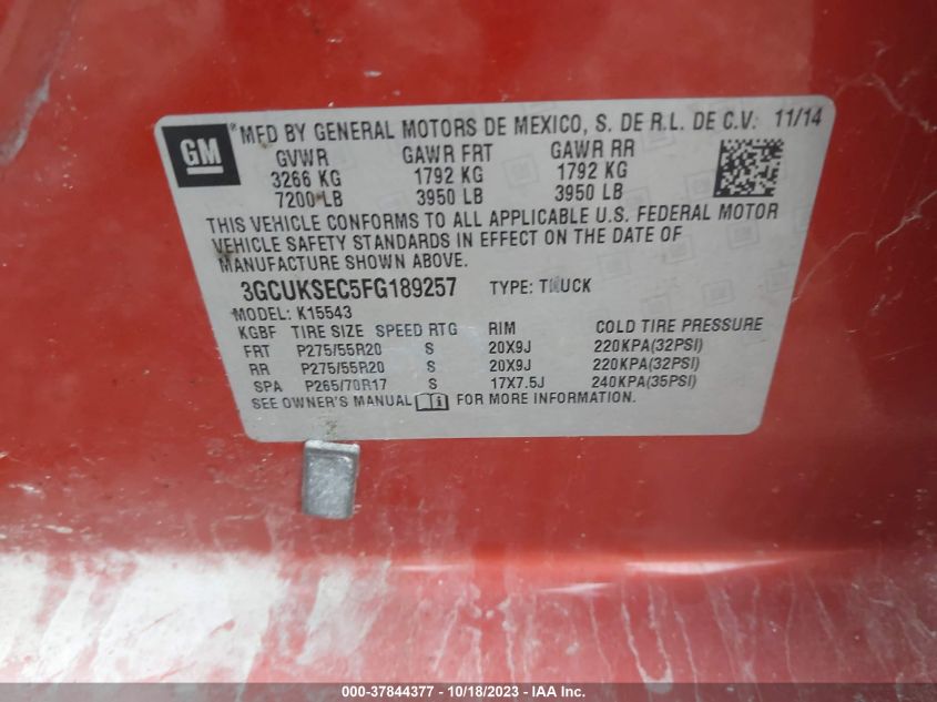 2015 CHEVROLET SILVERADO 1500 LTZ - 3GCUKSEC5FG189257