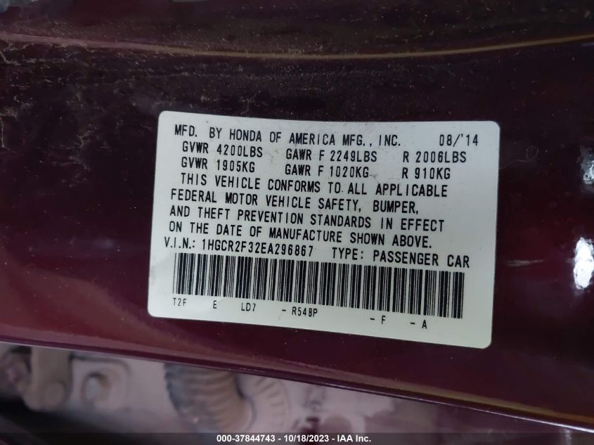 2014 HONDA ACCORD LX - 1HGCR2F32EA296867