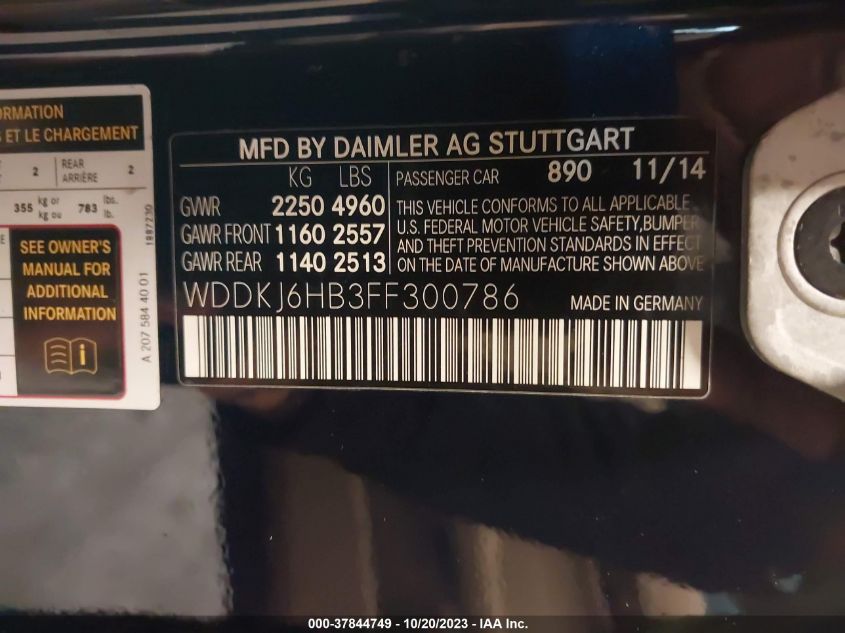 2015 MERCEDES-BENZ E 400 4MATIC WDDKJ6HB3FF300786