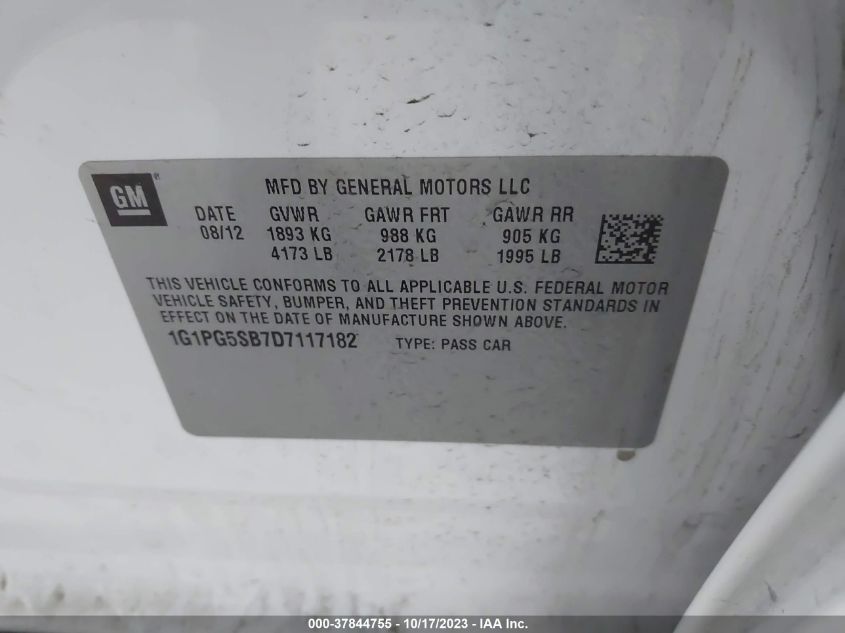2013 CHEVROLET CRUZE LTZ - 1G1PG5SB7D7117182