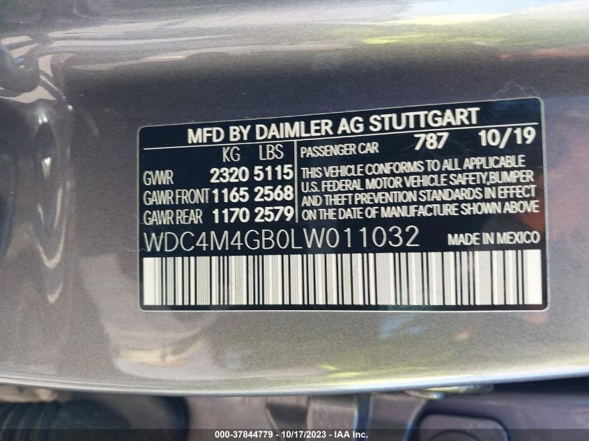2020 MERCEDES-BENZ GLB GLB 250 WDC4M4GB0LW011032