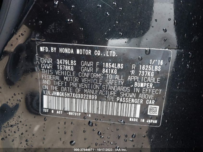 2016 HONDA FIT EX - JHMGK5H7XGX022899