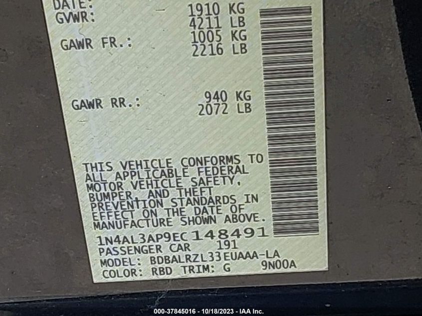 2014 NISSAN ALTIMA 2.5 S - 1N4AL3AP9EC148491