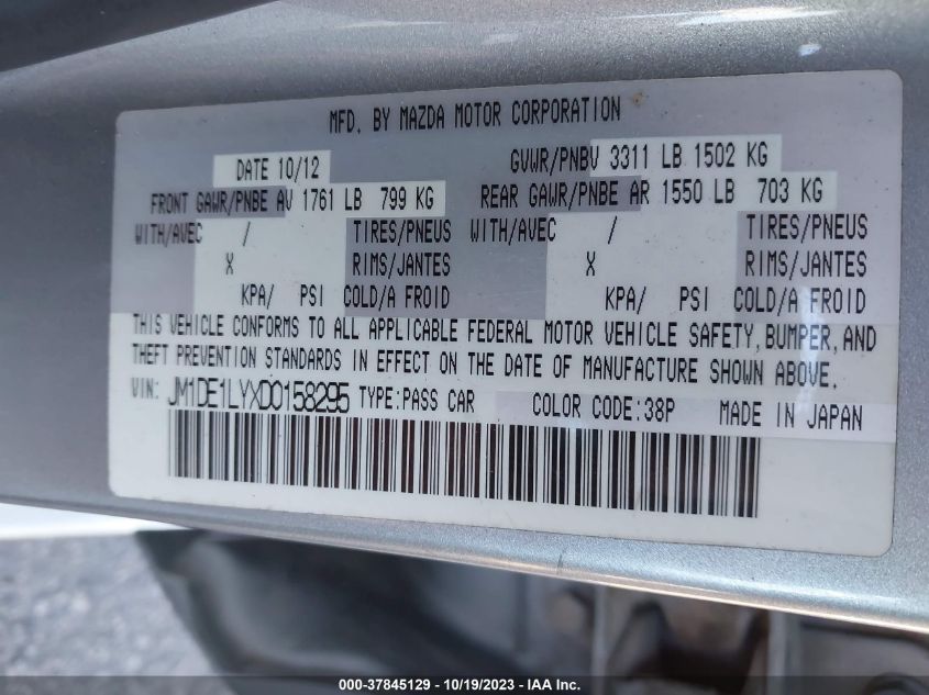 2013 MAZDA MAZDA2 TOURING - JM1DE1LYXD0158295