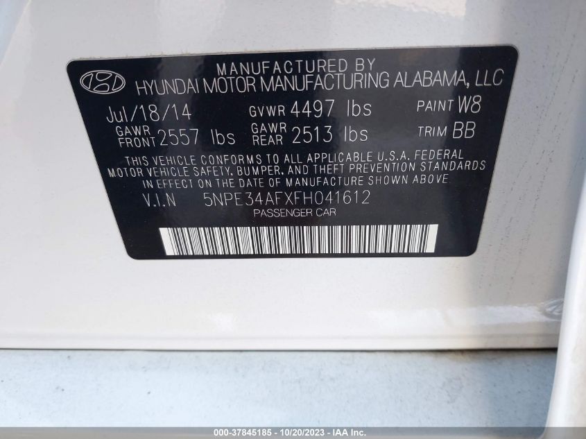 2015 HYUNDAI SONATA 2.4L SPORT - 5NPE34AFXFH041612