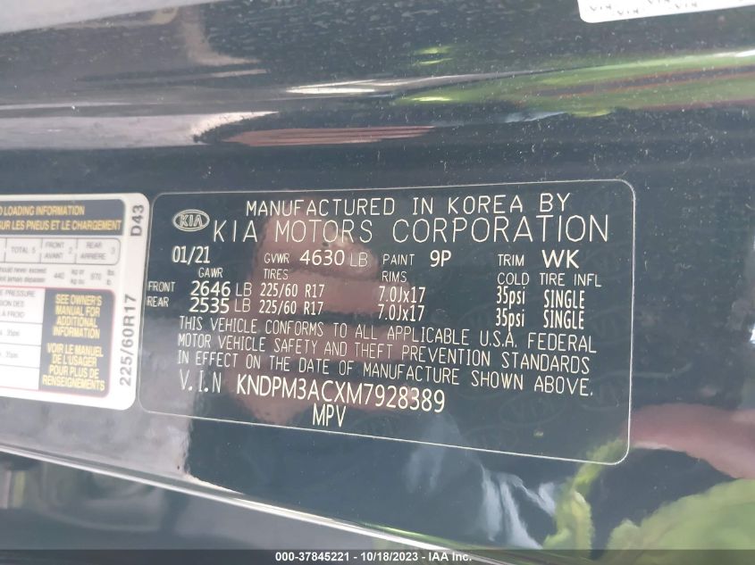 2021 KIA SPORTAGE LX - KNDPM3ACXM7928389