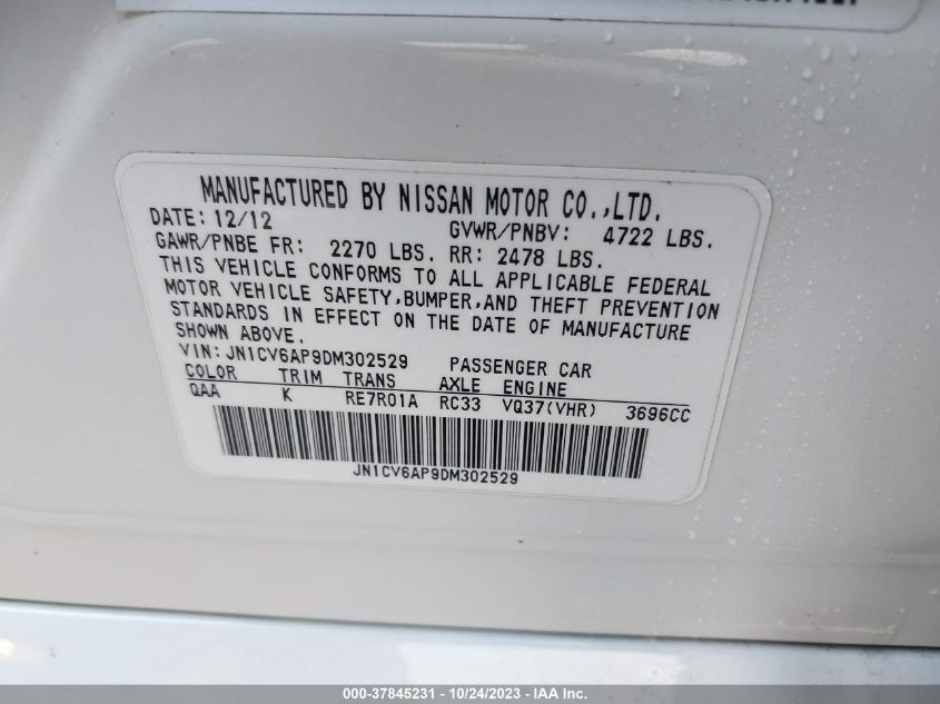 2013 INFINITI G37 JOURNEY JN1CV6AP9DM302529
