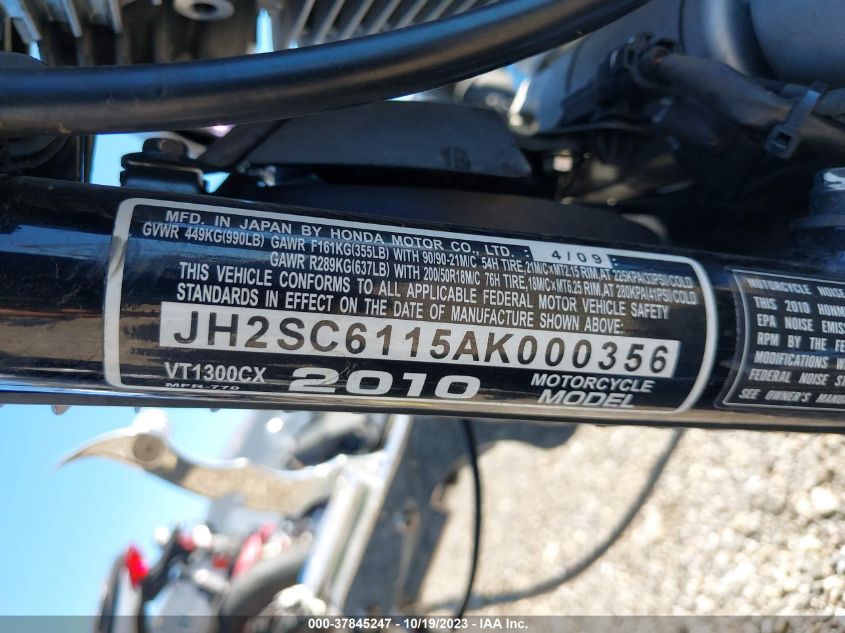 2010 HONDA VT1300 CX JH2SC6115AK000356