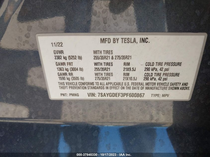2023 TESLA MODEL Y - 7SAYGDEF3PF600867