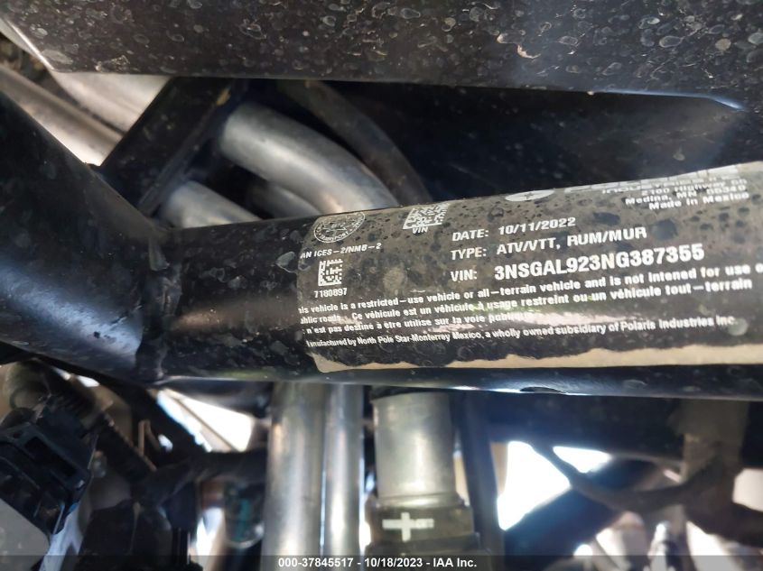 2022 POLARIS RZR TURBO R ULTIMATE - 3NSGAL923NG387355