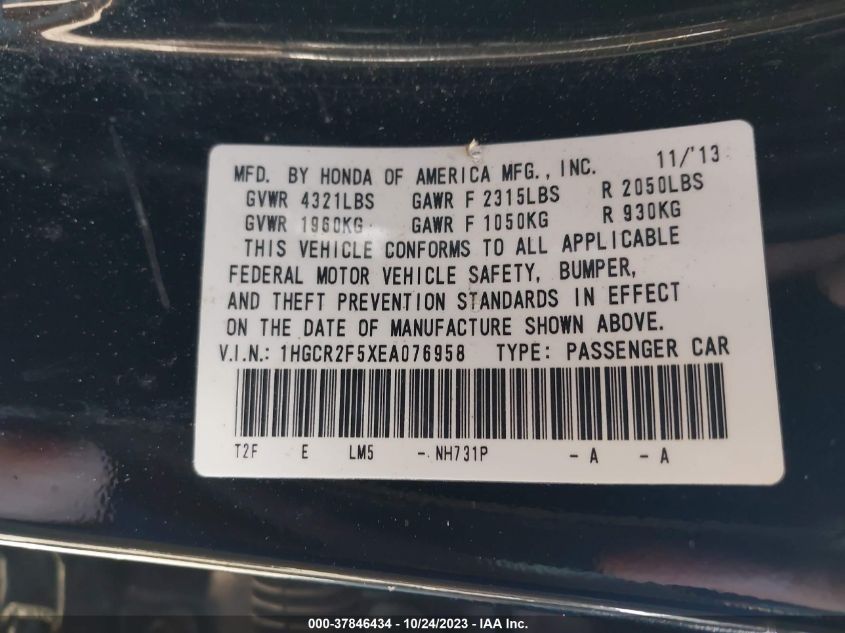 2014 HONDA ACCORD SPORT - 1HGCR2F5XEA076958
