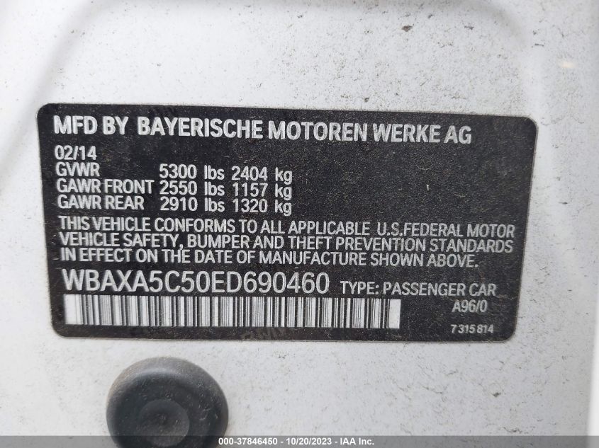 2014 BMW 5 SERIES 535D WBAXA5C50ED690460