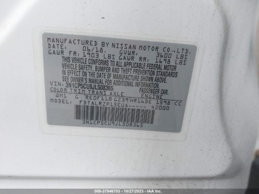 2018 NISSAN KICKS S/SR/SV - 3N1CP5CU9JL508365