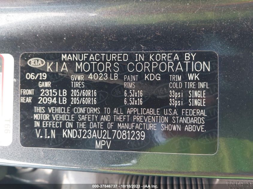 2020 KIA SOUL LX - KNDJ23AU2L7081239
