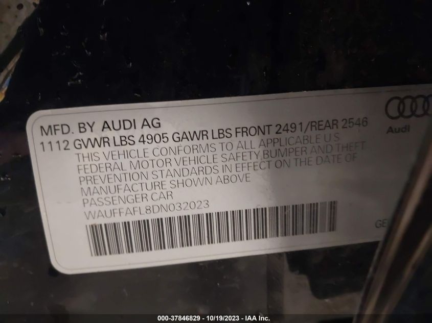 2013 AUDI A4 PREMIUM PLUS - WAUFFAFL8DN032023