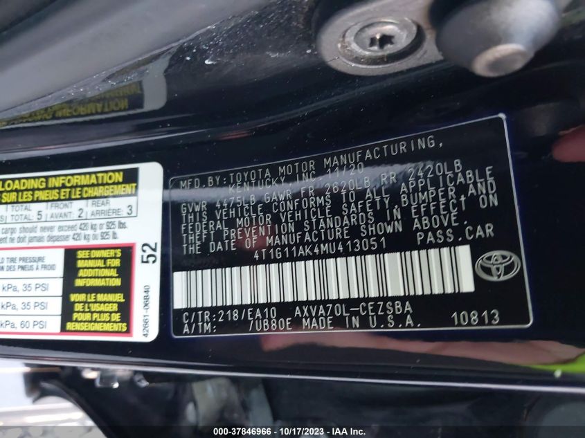 2021 TOYOTA CAMRY SE/SE NIGHT SHADE - 4T1G11AK4MU413051