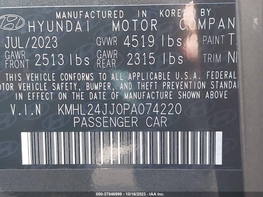 2023 HYUNDAI SONATA HYBRID BLUE - KMHL24JJ0PA074220