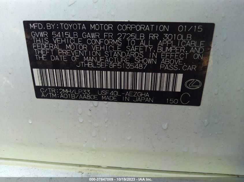 2015 LEXUS LS 460 JTHBL5EF8F5135487