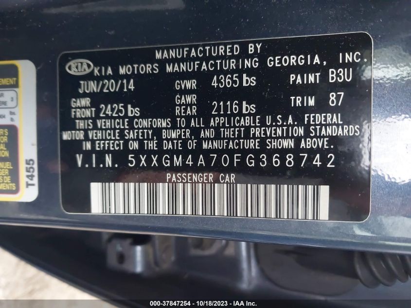 2015 KIA OPTIMA LX - 5XXGM4A70FG368742