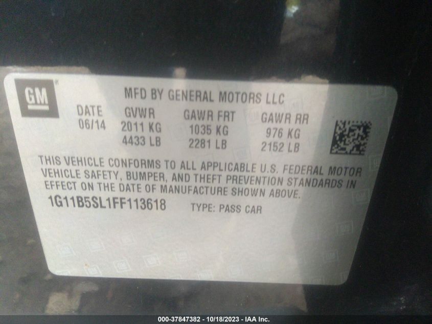 2015 CHEVROLET MALIBU LS - 1G11B5SL1FF113618