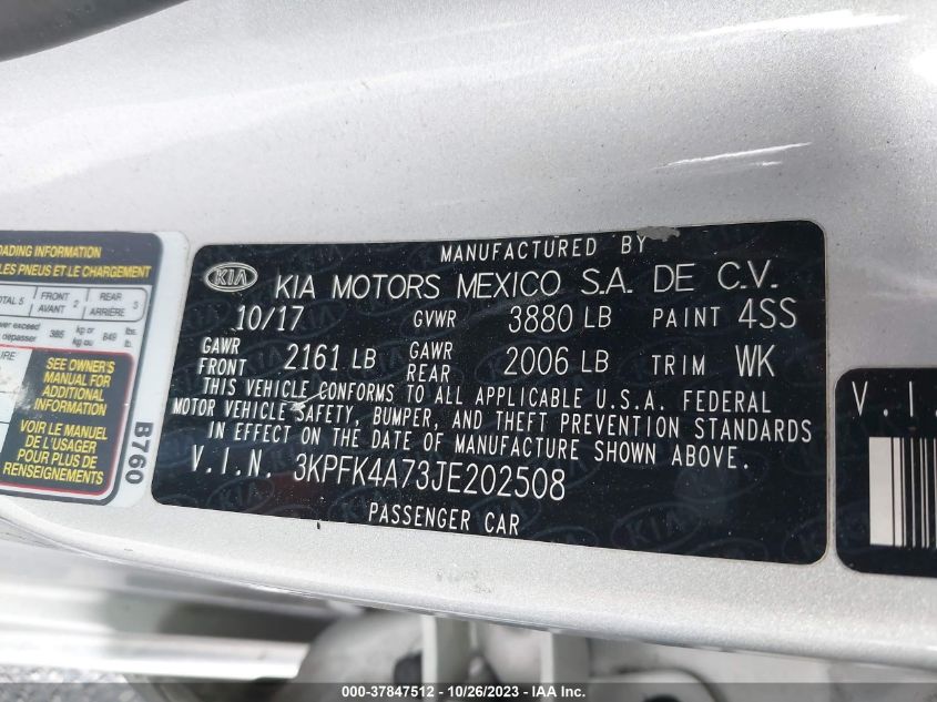 2018 KIA FORTE LX - 3KPFK4A73JE202508