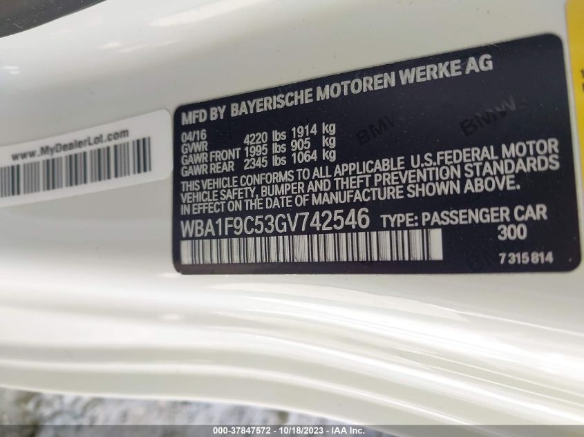 2016 BMW 228I WBA1F9C53GV742546