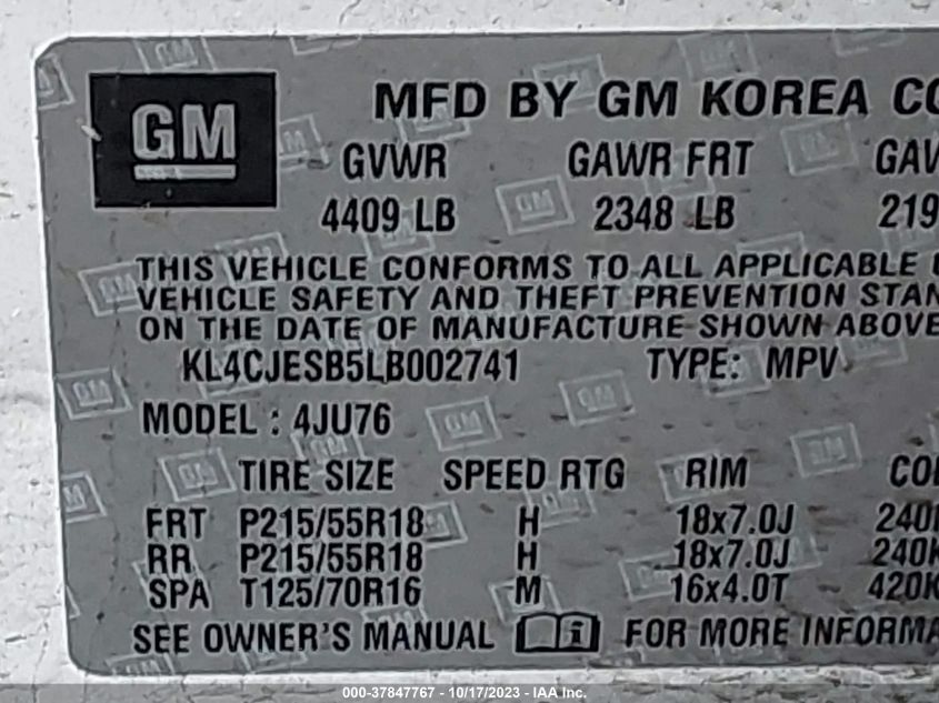 2020 BUICK ENCORE PREFERRED - KL4CJESB5LB002741