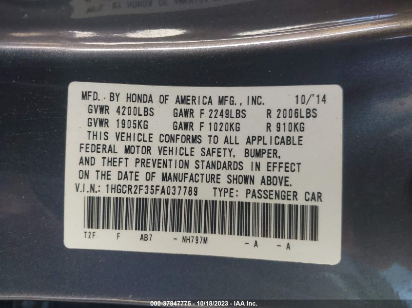 2015 HONDA ACCORD LX - 1HGCR2F35FA037789