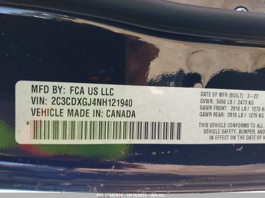 2022 DODGE CHARGER SCAT PACK - 2C3CDXGJ4NH121940